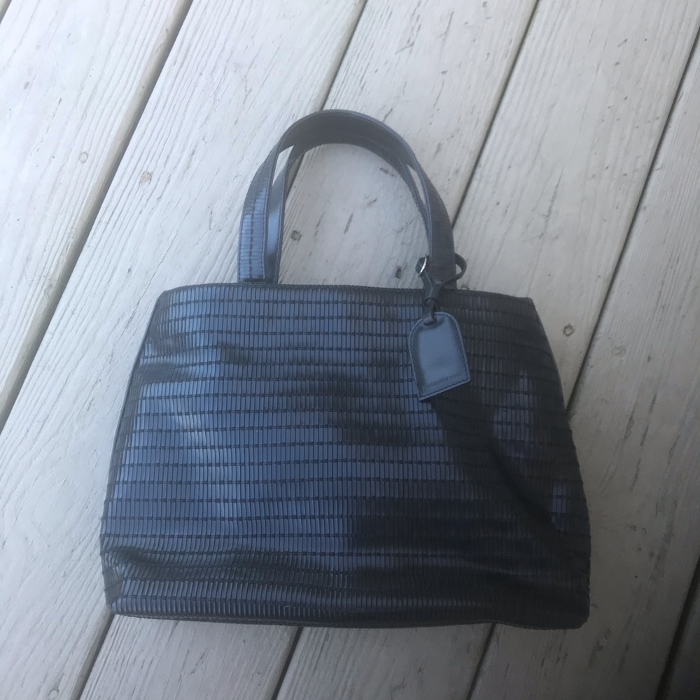 Jones N.Y. - Lady faux leather embossed satchel bag, 11” x 9” x 5”